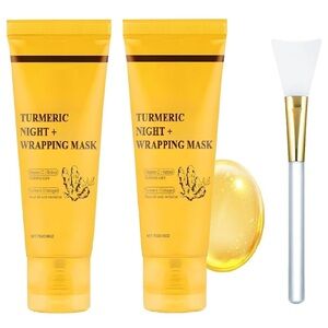 2 Pcs Turmeric Collagen Night Wrapping Mask, Moisturizing Firming Skin Bio Peel